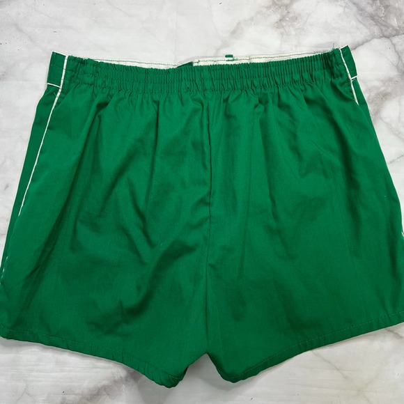 Vintage Mens Lined Green Shorts Swim Trunks Size M White Piping 70s - Picture 6 of 6